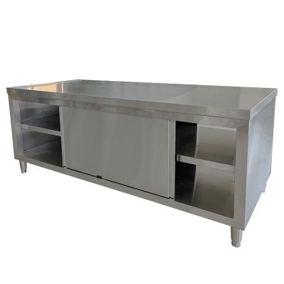 China Factory direct Saleswing-up double door stainless steel commercial worktable with cabinet for sale