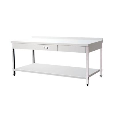 China Desgin Modern Best Selling Stainless Steel Work Table With Drawer Kitchen Work Table With Back 304 Stainless Steel Work Table for sale