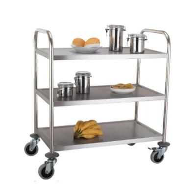 China Modern Most Popular Stainless Steel Tri-Tier Trolley 3-Tier Trolley Desgin Three-Tier Trolley for sale