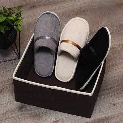 China Hotel Sweat-absorbent High-end Slippers Coral Star Velvet Thickening Anti-slip Hospitality Guest Room Household Cotton Non-disposable Shoes for sale