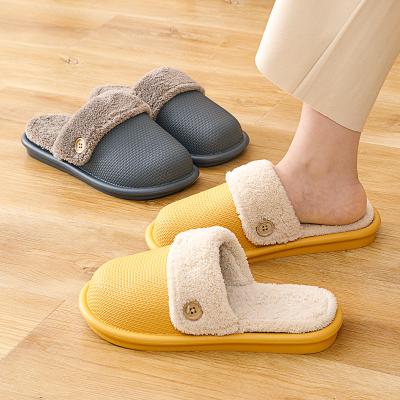 China New 2022 female fleece cotton slippers autumn and winter new waterproof warm coral non-slip removable lining lightweight indoor home shoes for sale