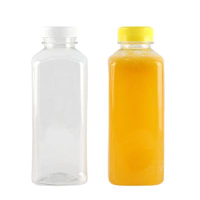 China Hot Selling 500ml Disposable Clear PET Beverage Food Grade Plastic 500ml Square Beverage Bottle With Tamper Proog Cap for sale