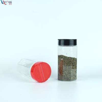 China Hot Selling Viable Clear Empty Octagonal Plastic Pet Pepper Spice Bottle 350ml Packing Shaker 12oz Spice Jar For Packing Herb for sale