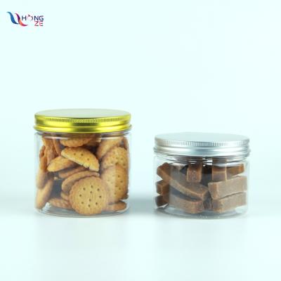 China Wholesale 250ml 350ml Plastic Cookie Candy Jar Clear Food Grade Pet Cookies Ice Cream Dessert Salad Jar With Aluminum Cap for sale