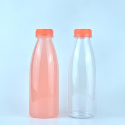 China food & Beverage Packaging Custom Logo 500ml Boston Portable Transparent Round Shape 16oz Plastic Hot Juice Bottle Beverage Pet Bottle With Lid for sale