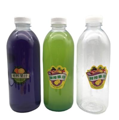 China food & Wholesale 1000ml Beverage Packing 1 Liter Round Empty Plastic PET Mineral Water Bottle For Juice Beverage With Screw Top Lid for sale