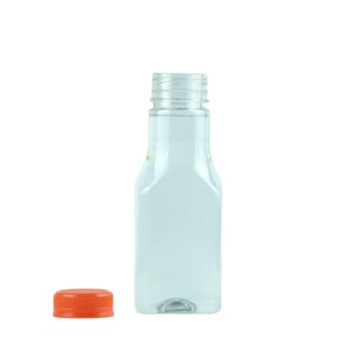 China food & Beverage Packaging Hot Selling 250ml Food Grade PET 8oz Plastic Clear Square Beverage Flat Milk Bottles For Juice With Tamper Evident Cap for sale