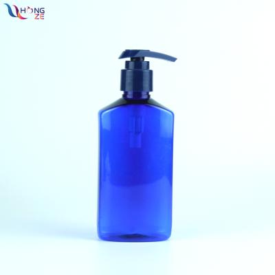 China 200ml Sapphire Blue Personal Care Portable Luxury Empty Flat Shampoo PET Lotion Dispenser Plastic Cosmetic Bottles for Skin Care for sale