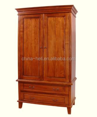 China Wooden wardrobe made of solid teak wood for sale