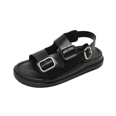 China black button Open-toed sandals summer 2023 new open-toed design feeling with platform sandals sandals woman for sale