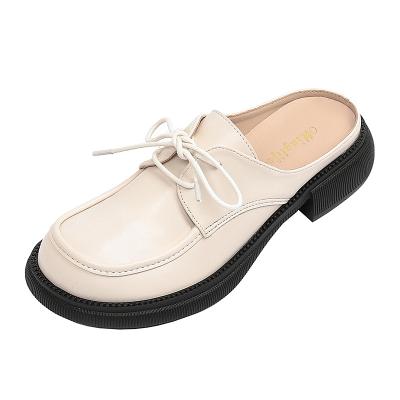 China Women's 2023 soft-soled lace-up sandals half-slipper women's inner lining new summer breathable half-Baotou single shoe for sale