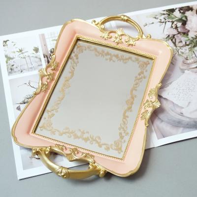 China Wholesale Custom High Quality Luxury Rose Gold Mirror Serving Tray Home Decorative HY16115 for sale