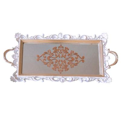 China China Factory Directly Supply Rectangle Resin Mirror Tray With Handle Saving Tray For Decorative HY16109 for sale