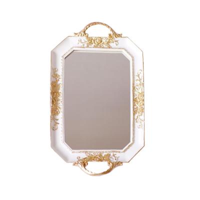 China Retro Antique Decorative Mirror Tray Table Perfume Vanity Home Decor For Resin Mold HY16112 for sale