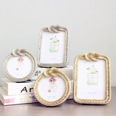 China Resin+Retro China Factory Supply Crafts 4inch 6inch Hemp Rope Polyresin Photo Frame Glass Directly For Wall Or Tabletop Display for sale