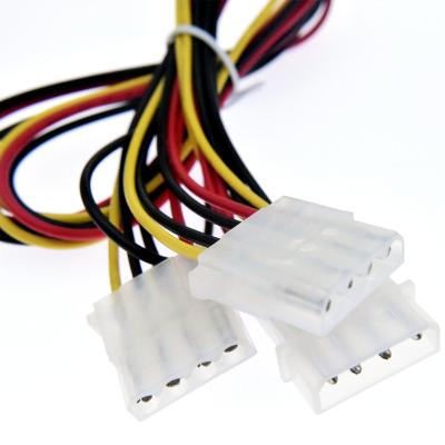 China Large 5.08pitch 4pin electronic male to 2 female IDE 1 through 2 Molex male to dual female power cable for fan for pc for sale