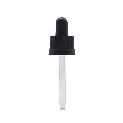 China 13mm 15mm 18mm Black Ribbed 24mm Serum Glass Bottle Dropper Cosmetic Plastic Dropper Cap Child Safe 13mm 15mm 18mm With Child Proof Function for sale