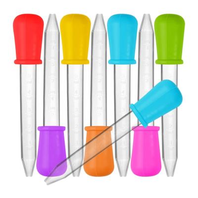 China Child Safe Baby Kids Coloful Silicone Transfer Liquid Eyedropper and Plastic Pipettes Eyedropper with Bulb Tip for Candy Oil for sale