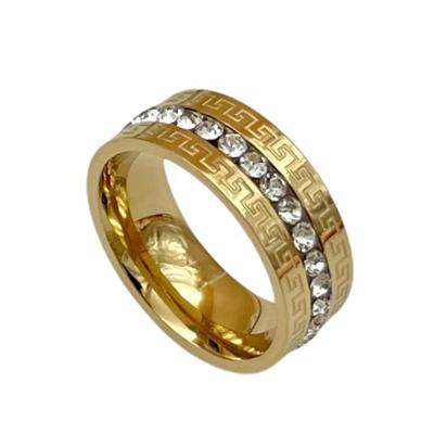 China Environmental Friendly Vintage Style Stainless Steel Zircon Gold Plated Jewelry For Men Women Crystal Diamond Ring Rings for sale