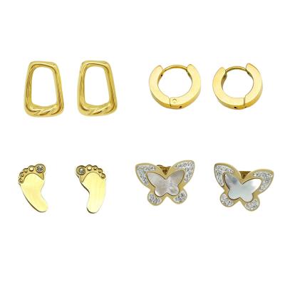 China Wholesale Hypoallergenic 14k Gold Plated Small Circles Resin Huggies Rhinestone Fashion Stud Women Jewelry Stainless Steel Earrings for sale