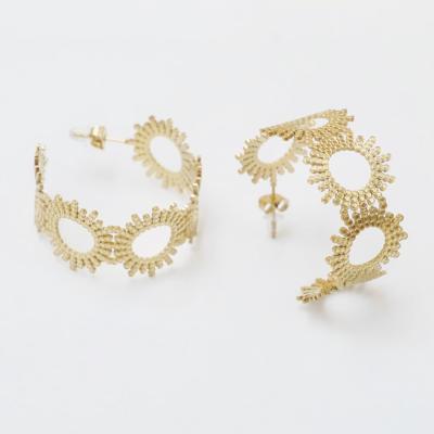 China 2021 Environmental Friendly Women Jewelry Vintage Gold Plated Ladies Flower Floral Classic Jwellary Monki Earrings for sale