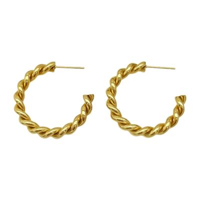 China Nickel Free And Hypoallergenic Gold Women's Modern Ins Style Hot Selling Earring Lady Gift Fashion Accessories Twisted Earrings for sale