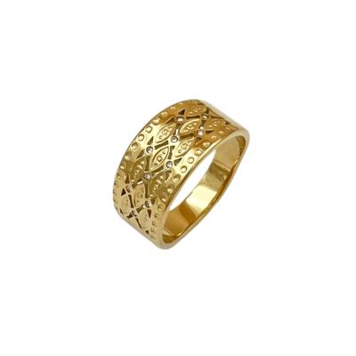 China Jewelry Factory Direct Guangdong Environmental Friendly 14K 18K Gold Filled Rings Engraving Zircon Men Women Hip Hop Ring for sale