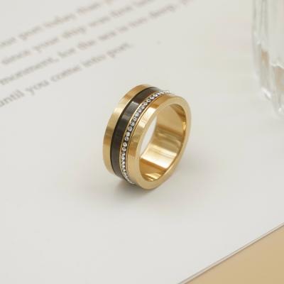 China New Environmentally Friendly Fashion Design Gold Filled Jewelry Stainless Steel Designer Popular Brands Zircon Rotating Ring for sale