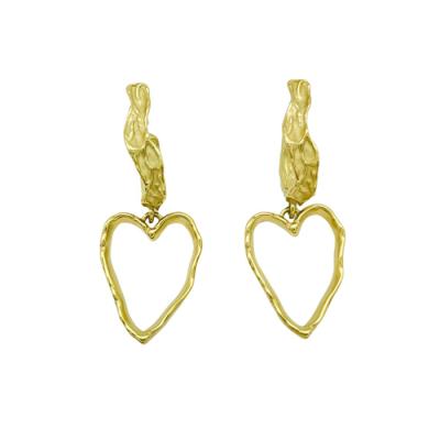 China Nickel Free and Hypoallergenic 14K Gold Plated Stainless Steel Fashion Women Jewelry Heart Shape Big Drop Stud Earrings Heart Shape Earrings for sale