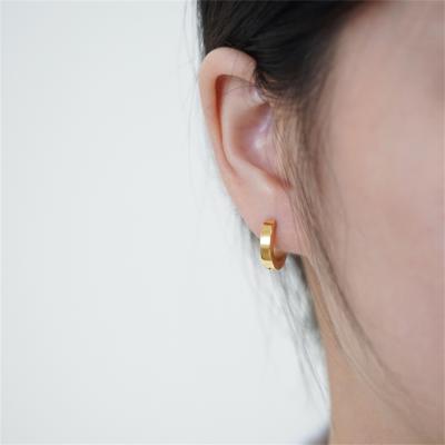 China Korean Ladies FASHION Jewelry Hoops Earring Gold Plated Small Simple Tiny Chunky Huggies Hoop Stainless Steel Earrings for sale