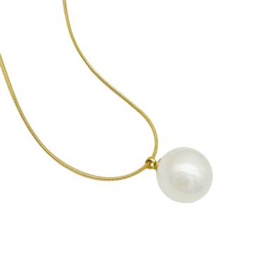 China Fashion Fashion 14k Gold Plated Jewelry Stainless Steel Natural Freshwater Thin Chain Pearl Pendant Necklace for sale