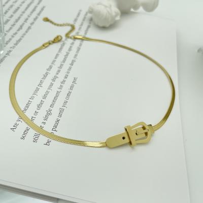 China TRENDY Gold Filled Snake Chain Women Jewelry Accessories Pvd Plating Belt Buckle Stainless Steel Choker Clavicle Necklace for sale