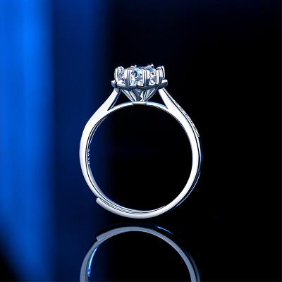 China Vintage Moissanite Ring Resizable Cz 925 Cushion Cut Round 1Ct ISO Rohs Haughtily Silver Jewelry Diamond Engagement Wedding Rings for sale