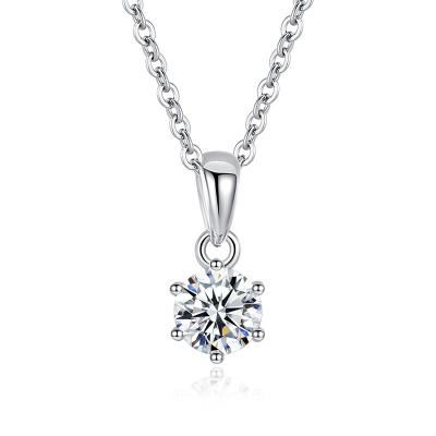 China High Quality vvs Engagement Custom Jewelry Moissanite Pendant Necklace 925 Sterling Silver 0.5ct 1ct 1ct 2ct 3ct for sale