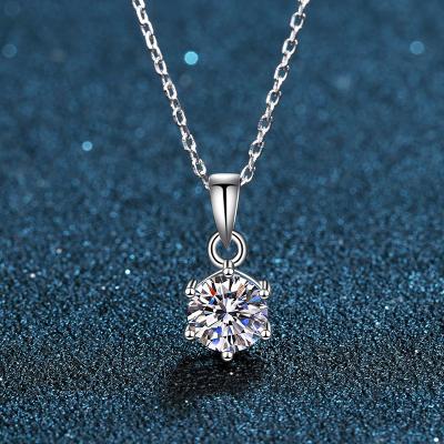 China Custom Made High Quality Moissanite Jewelry High Quality Engagement Pendant Necklace 925 Sterling Silver With Certificate for sale