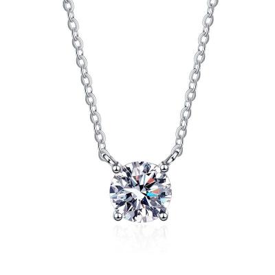 China High Quality High Quality 925 Sterling Silver Moissanite Clavicle Chain 1 /2/3 5 Carat Moissanite Necklace Ladies Shape Jewelry for sale