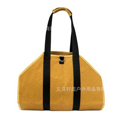 China Folding In Tote Hand Bag Durable Canvas Heavy Duty Firewood Wholesale Foldable Log Firewood Storage Bag Running for sale