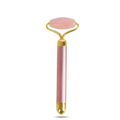 China Detachable Vibrating Facial Roller and Anti Aging DIY Face Lift Natural Jade Massager Rose Quartz with Gift Box for sale