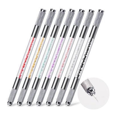 China 2021 Manual Permanent Sterilized Tattoos Pen Permanent Machine Microblading Pen Eyebrow Tatoo Tebori Tools Double Head Makeup for sale