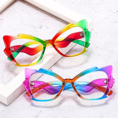 China New Personality Myopia Color Myopia Butterfly Cat Eye Light Frame Anti-blue Boundary Light Frame Eyeglass Frame Personality Flat Lens for sale