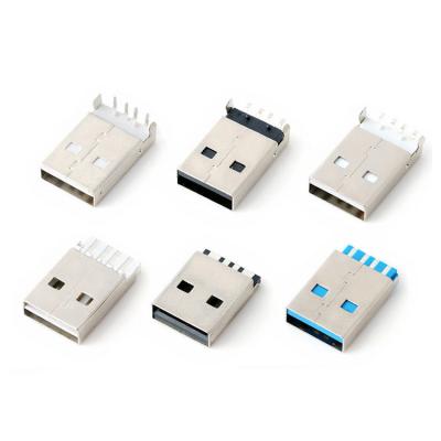 China Female Automotive Socket Connector Flat Type , Right Angle USB 2.0 A DIP for sale