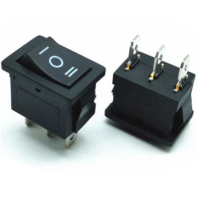 China ON-OFF-ON 3 Pin 3Ways Plastic Rocker Switch With SPST 21X15mm KCD1 for sale