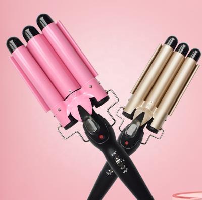 China Professional Hot Ceramic 3 Three Barrel Curling Iron Wand Hair Curls Ceramic Triple Barrel OEM Customized Hair Curler for sale