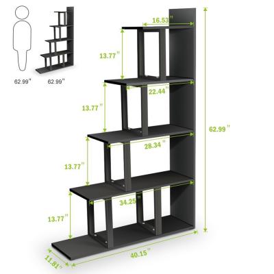 China 5 Layers Extendable Corner Modern Wood Shelf Ladder For Living Room for sale