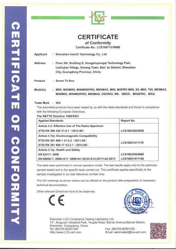 CE - Shenzhen Hexchi Technology Co., Ltd.