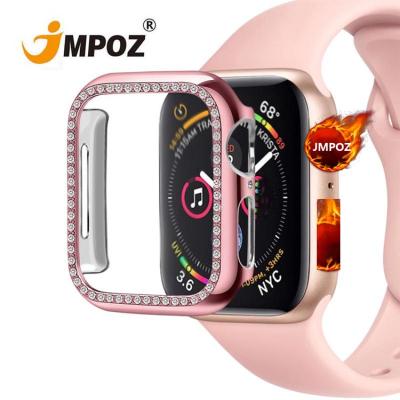 China Crystal Diamond Case Dirt-resistant +Glass For Apple Watch 5 4 3 2 1 Aluminum Shell Watch Protective Frame 44mm/40mm 42mm/38mm for sale