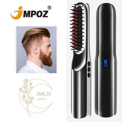 China USB Portable Electric Mini Hair Comb Men's Beard Cordless Quick Straightener Car Brush Filling Combs for Men's Beard for sale