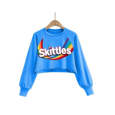 China QUICK DRY Casual Round Neck Women Long Sleeve Candy Color Crop Snack Sweatshirts for sale