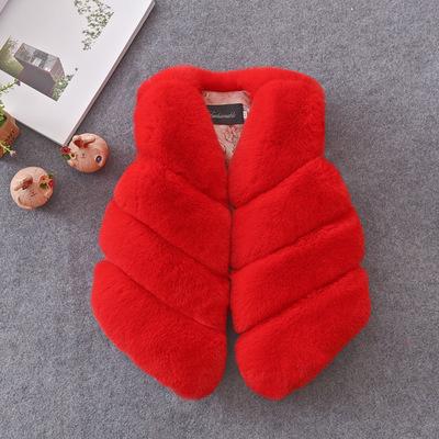 China 100% Artificial Fur Coat Girl's Fur Vest Children's Patchwork Polyester Baby Thick Sleeveless Jackets Jackets for sale