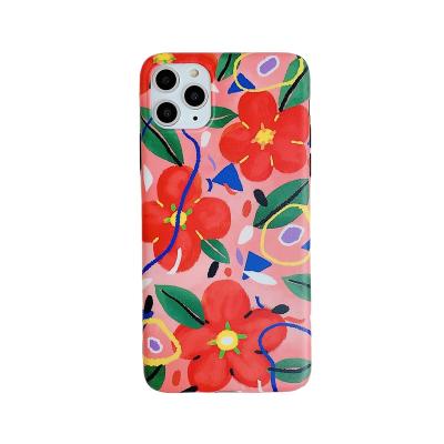 China Shockproof cute little red flower for iphone11 pro full matte soft shell max 8 more suitable for samsung phone cases for sale